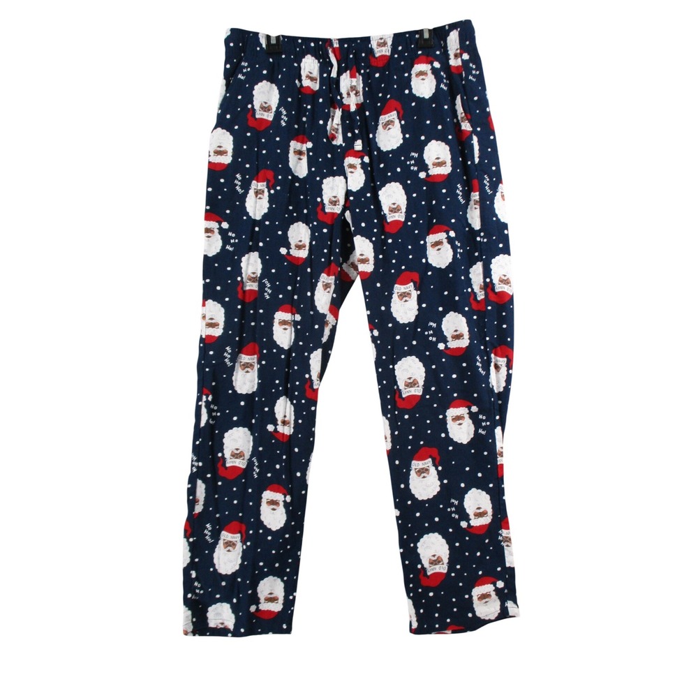 Old Navy Mens Santa Claus Sunglasses Pajama Pants Navy Blue Holiday Large
